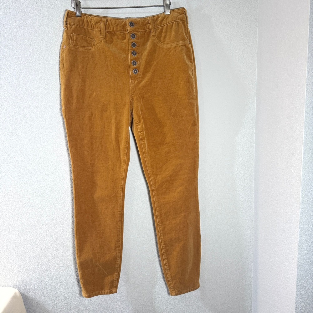 Anthropologie Pilcro High Rise Skinny Corduroy Pants Butterscotch 32 Tall EUC